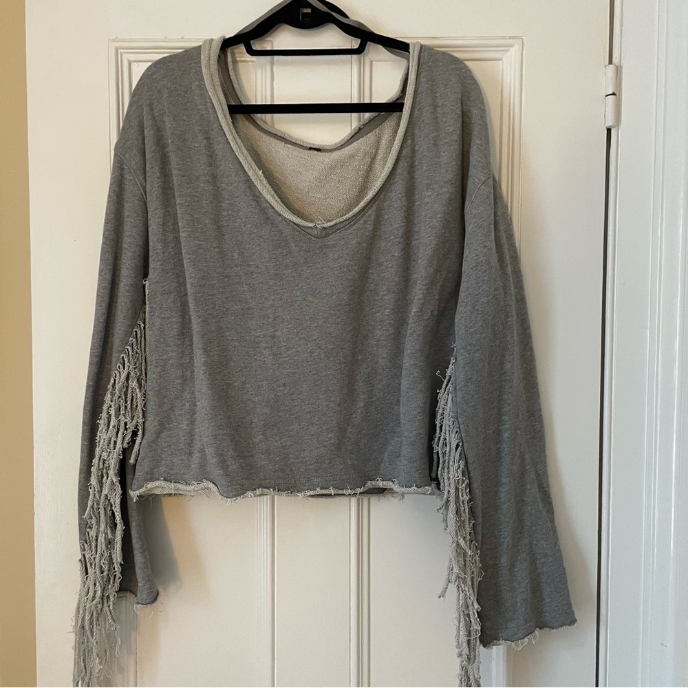 Free people fringed sweatshirt